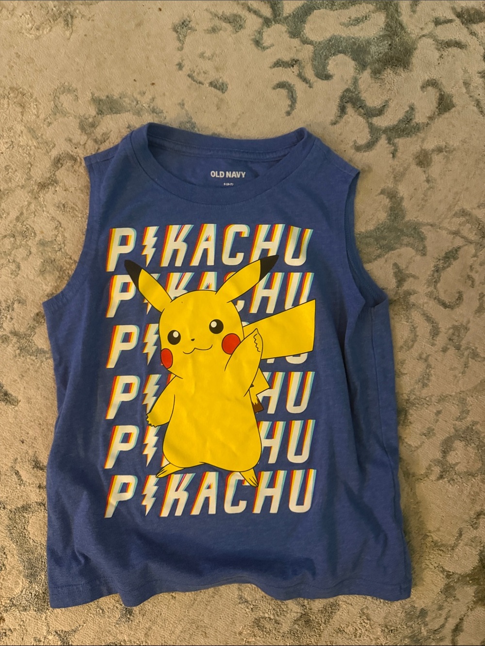 Old Navy Blue Tank Top with Yellow Pikachu Graphic